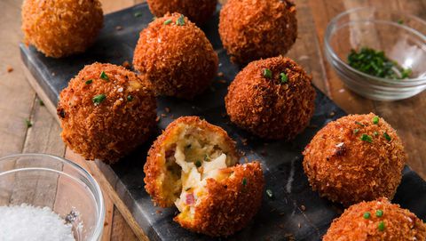 Fried mashed potato balls on a plate